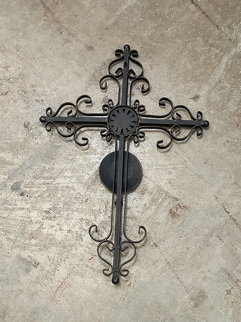 VINTAGE Metal Cross Black – Home Wall Decor Collapsible Candle Holder -